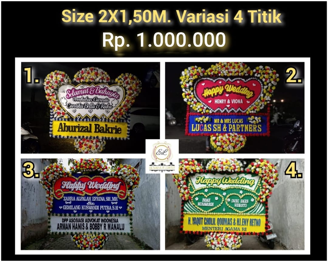 Bunga Papan Happy Wedding (Size 2X1,5M)